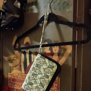 Vera Bradley Quilted Floral Wristlet Wallet in Sage and Cream